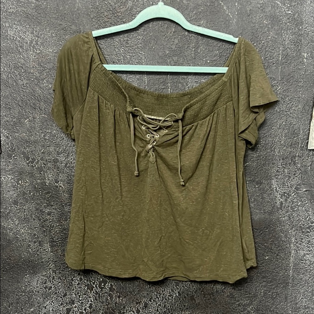 Off Shoulder Olive Tee